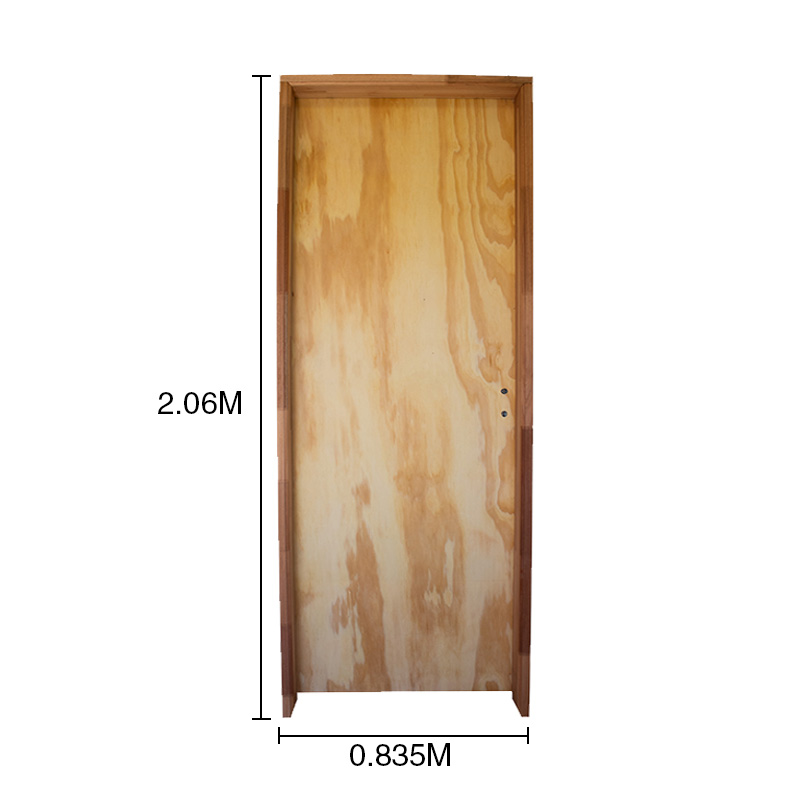Puerta interior derecha 80 placas pino marco euca 6" d/contacto 835mm x 2.06m