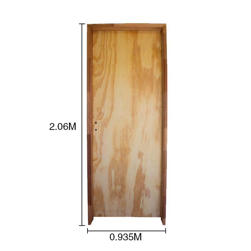 Puerta interior izquierda 90 placas pino marco euca 6" d/contacto 935mm x 2.06m