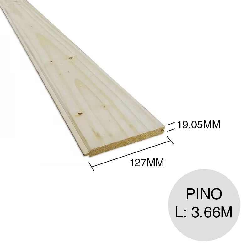 Tabla machimbre Pino alto parana interior 3/4" x 5" x 3.66m pack x 7u x 3.25m²