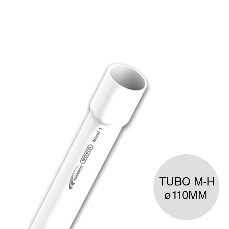 Tubo macho-hembra Nivel 1 Premium desagüe cloacal pluvial PVC union quimica ø 110mm x 4m