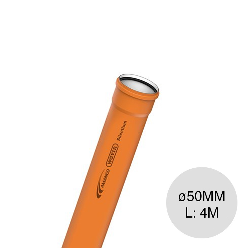 Caño tubo Silentium desagüe cloacal pluvial polipropileno union O-ring ø 50mm x 4m