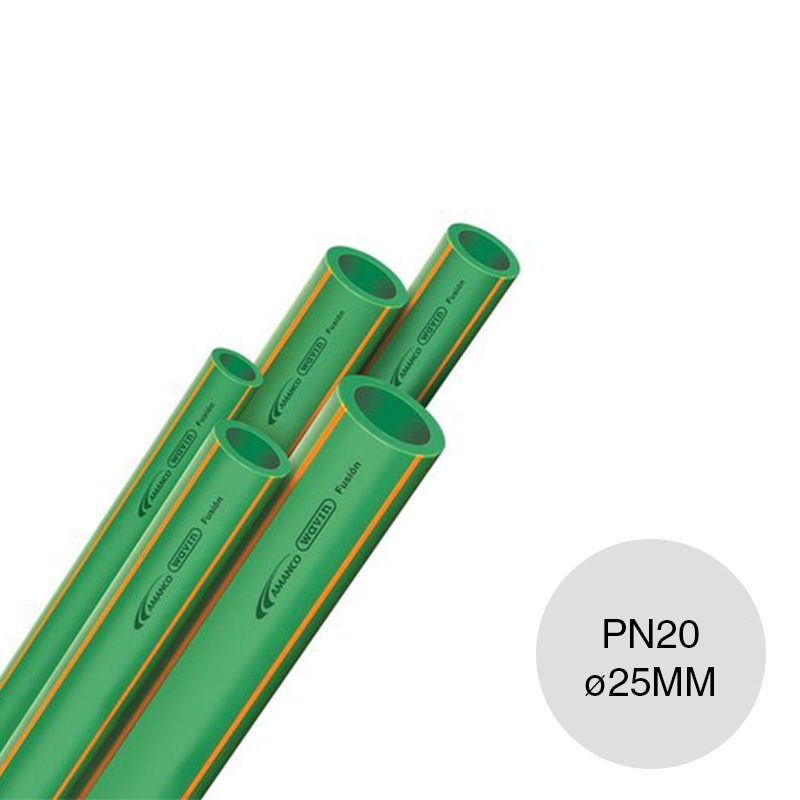 Tubo Fusion PN 20 agua fria caliente polipropileno ø 25mm x 4m