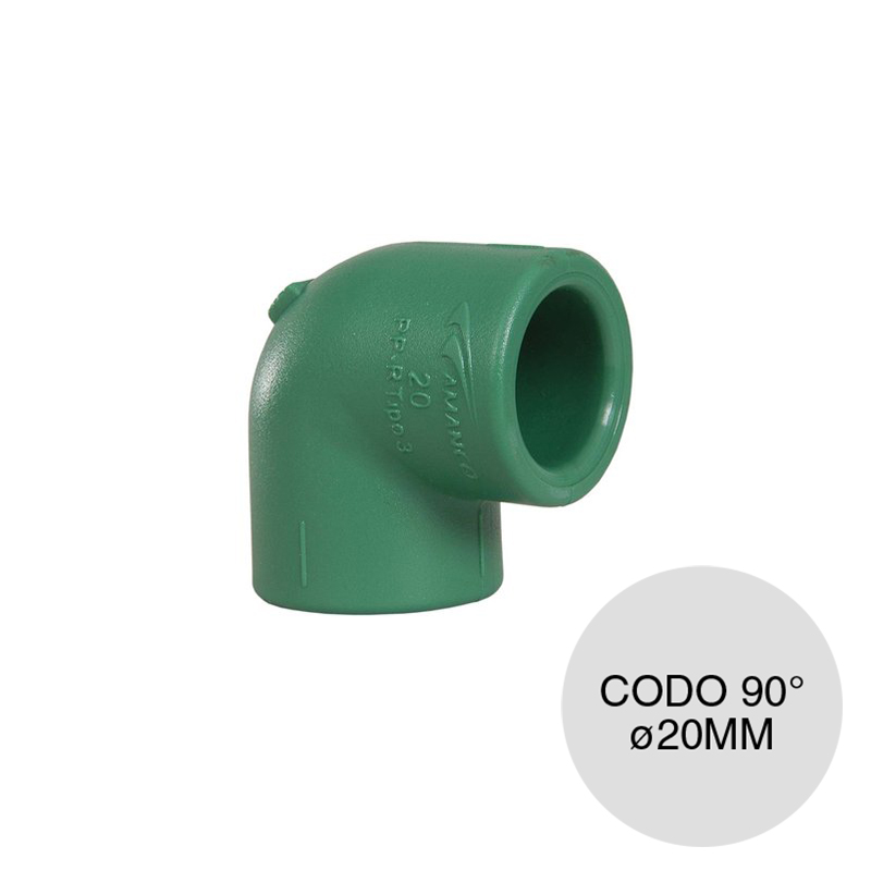 Codo 90° Fusion agua fria caliente polipropileno ø 20mm