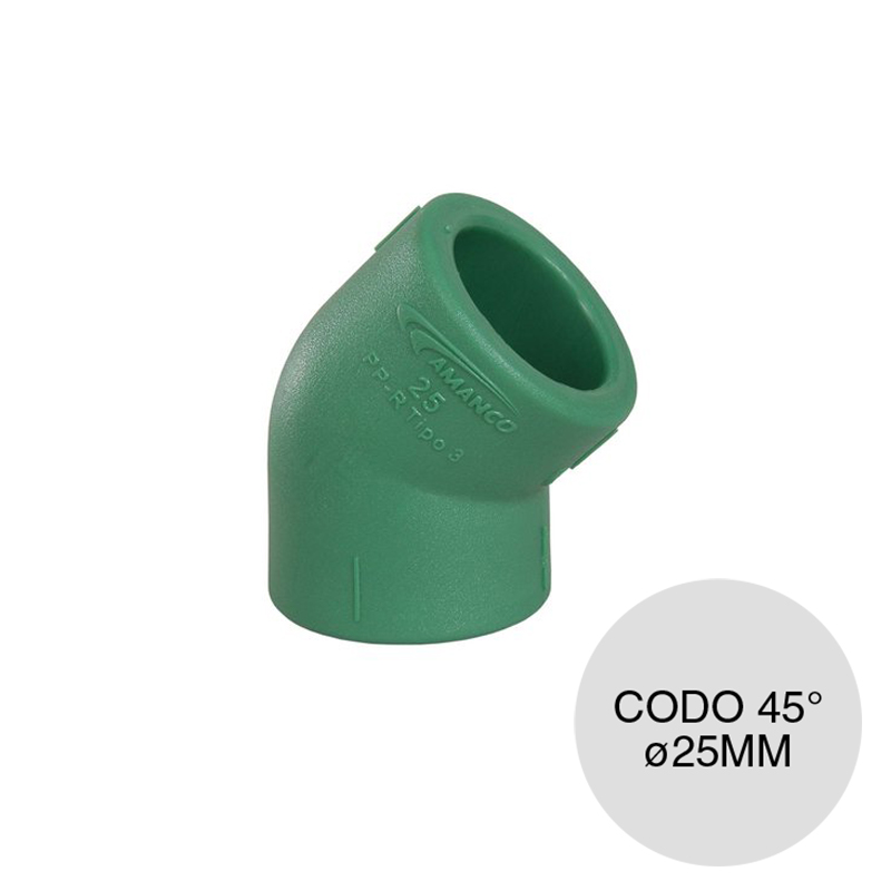 Codo 45° Fusion agua fria caliente polipropileno ø 25mm