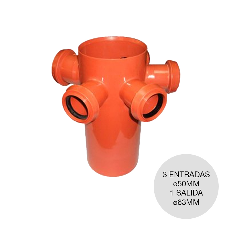Boca acceso Silentium cocina bajo losa desagüe cloacal pluvial polipropileno 3 entradas x ø 50mm / 1 salida x ø 63mm