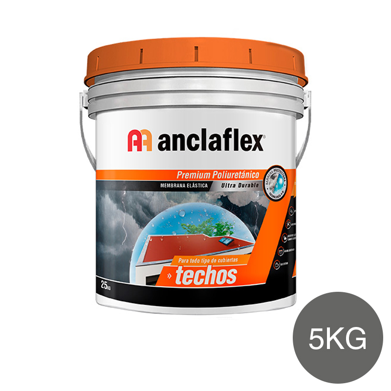 Membrana elastica impermeabilizante Techos PU exterior gris balde x 5kg