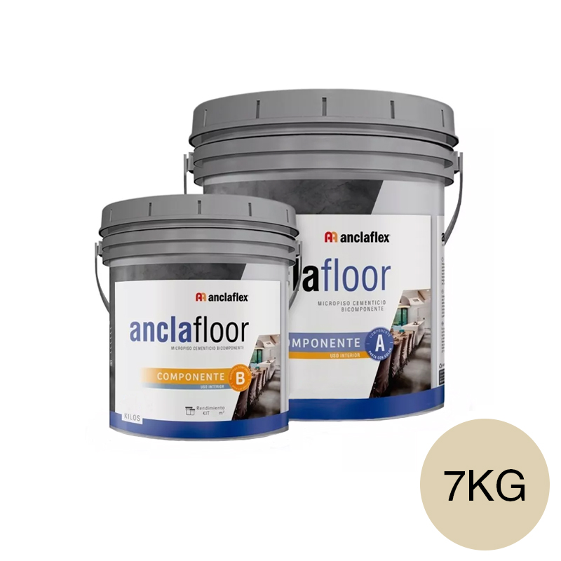 Revestimiento cementicio decorativo bicomponente Anclafloor microcemento interior hueso balde x 7kg
