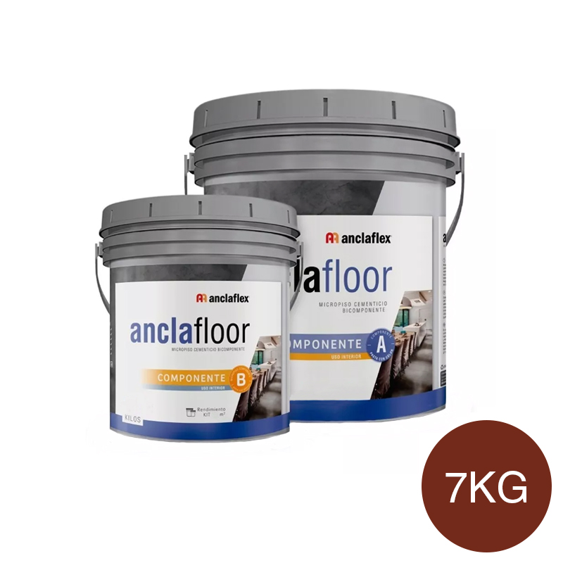 Revestimiento cementicio decorativo bicomponente Anclafloor microcemento interior escarlata balde x 7kg