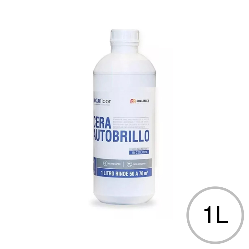 Cera protectora autrobrillo Anclafloor pisos exterior interior incoloro brillante botella x 1l