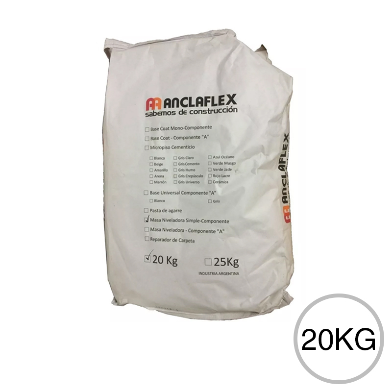 Masa niveladora simple componente pisos exterior interior bolsa x 20kg