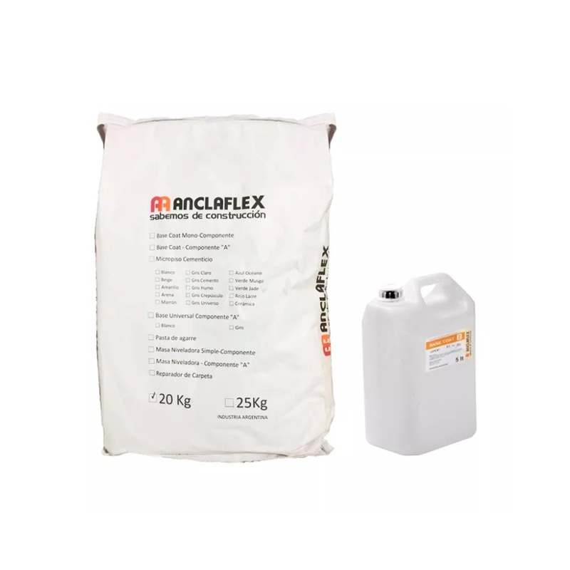 Nivelador de superficies base coat doble componente bolsa x 20kg bidon x 5l