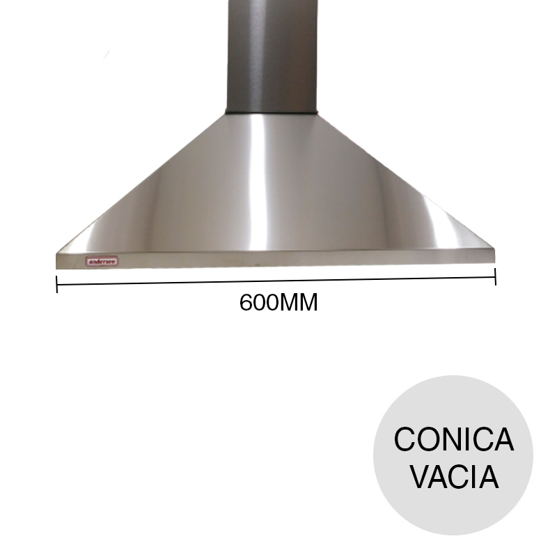 Campana conica vacia acero inoxidable esmerilado 300mm x 500mm x 600mm