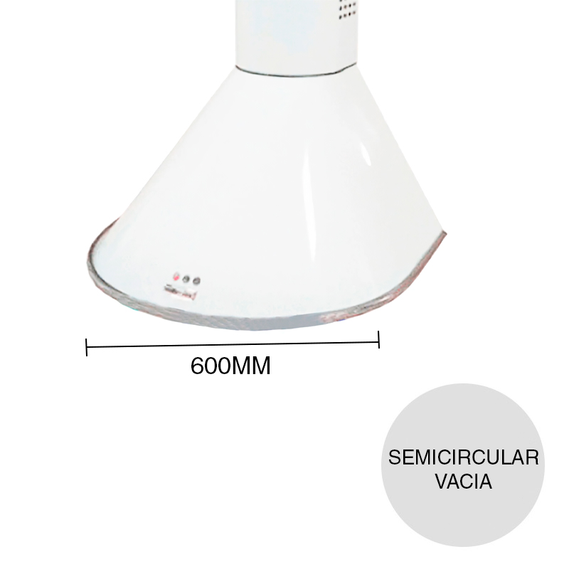 Campana semicircular vacia acero blanco 300mm x 500mm x 600mm