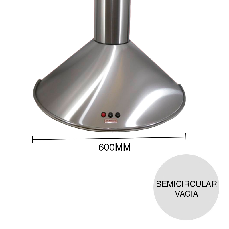 Campana semicircular vacia acero inoxidable esmerilado 300mm x 500mm x 600mm
