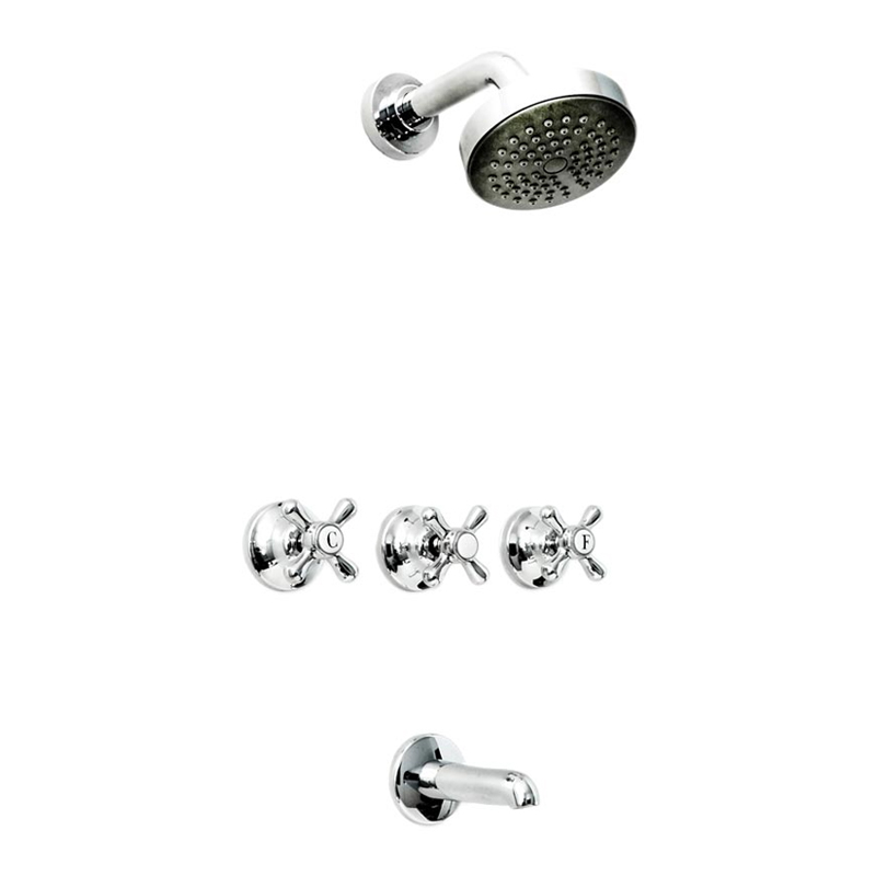 Griferia ducha metalica Itati Cruz embutir con transferencia cromado brillante