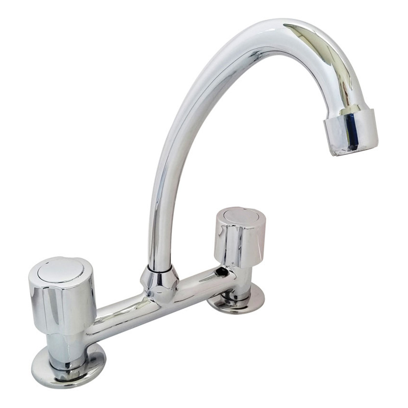 Griferia cocina metalica Huilen sobremesada doble comando cromado brillante