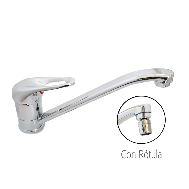 Griferia cocina metalica Alhue sobremesada monocomando c/rotula cromado brillante