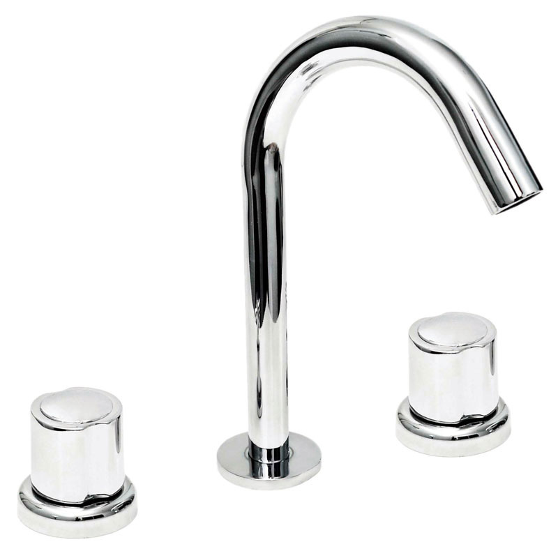 Griferia lavatorio metalica Aq7000 doble comando pico alto mesada cromado brillante