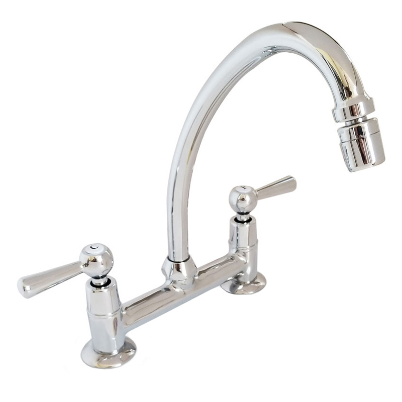 Griferia cocina metalica Itati Lever sobremesada doble comando cromado brillante