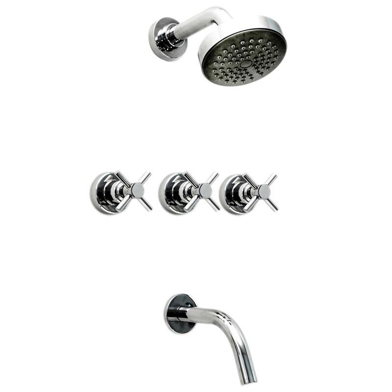 Griferia ducha metalica con transferencia Aruma Cruz cromado brillante