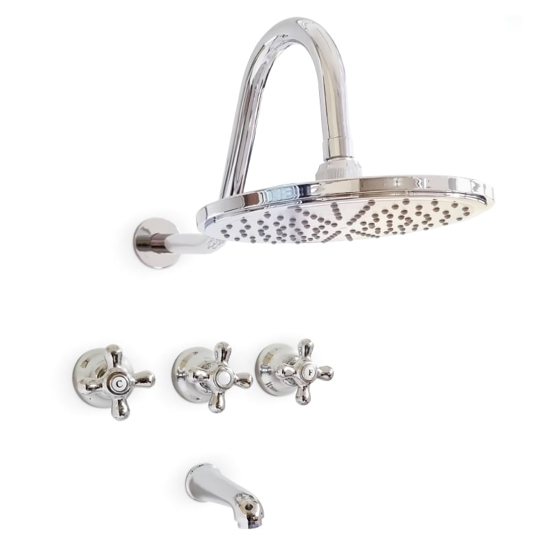 Griferia ducha metalica con transferencia Tharga cromado brillante 