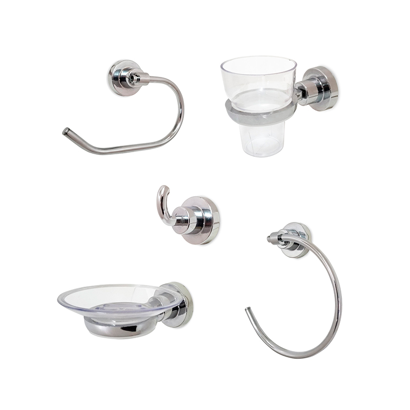Kit accesorios p/baño 5 piezas metal y abs Noa cromado brillante 