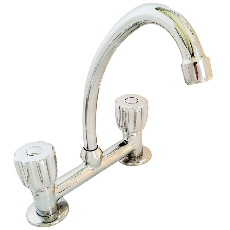 Griferia cocina metalica Aq6000 sobremesada doble comando cromado brillante