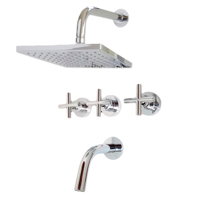 Griferia ducha metalica con transferencia Aukan Cruz cromado brillante