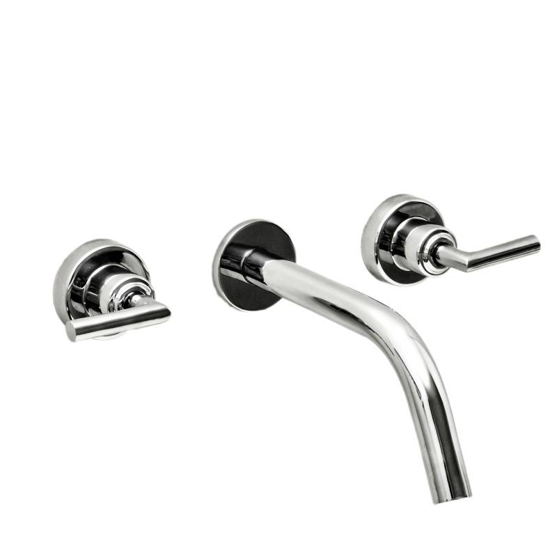 Griferia lavatorio metalica pared Aukan Lever cromado brillante 