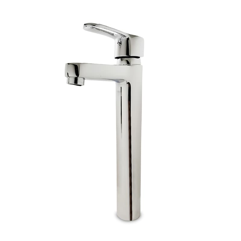 Griferia lavatorio metalica monocomando Varenna pico alto mesada cromado brillante 