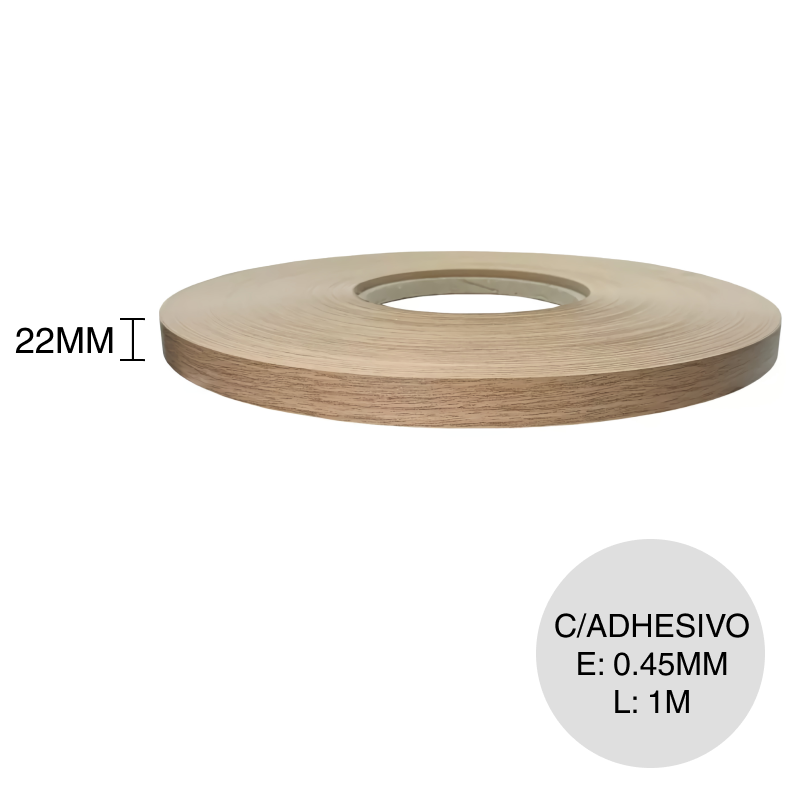 Canto ABS con adhesivo olmo finlandes 0.45mm x 22mm x 1m