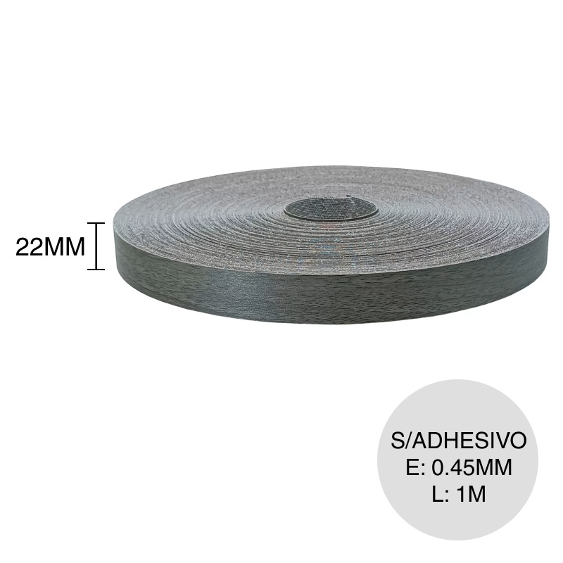 Canto ABS sin adhesivo grafito 0.45mm x 22mm x 1m