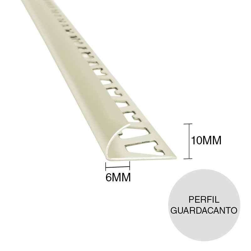 Perfil guardacanto aluminio pared Arco champagne 6mm x 10mm x 2.5m