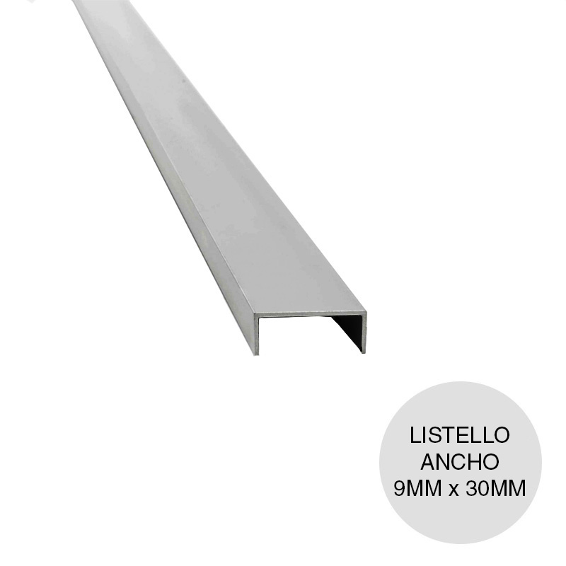 Perfil listello ancho acero inoxidable esmerilado 9mm x 30mm x 2.5m