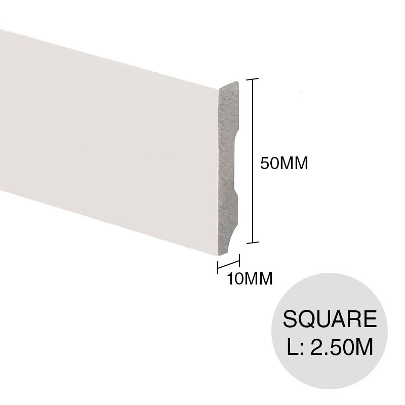 Zocalo EPS Square blanco mate 10mm x 50mm x 2.50m