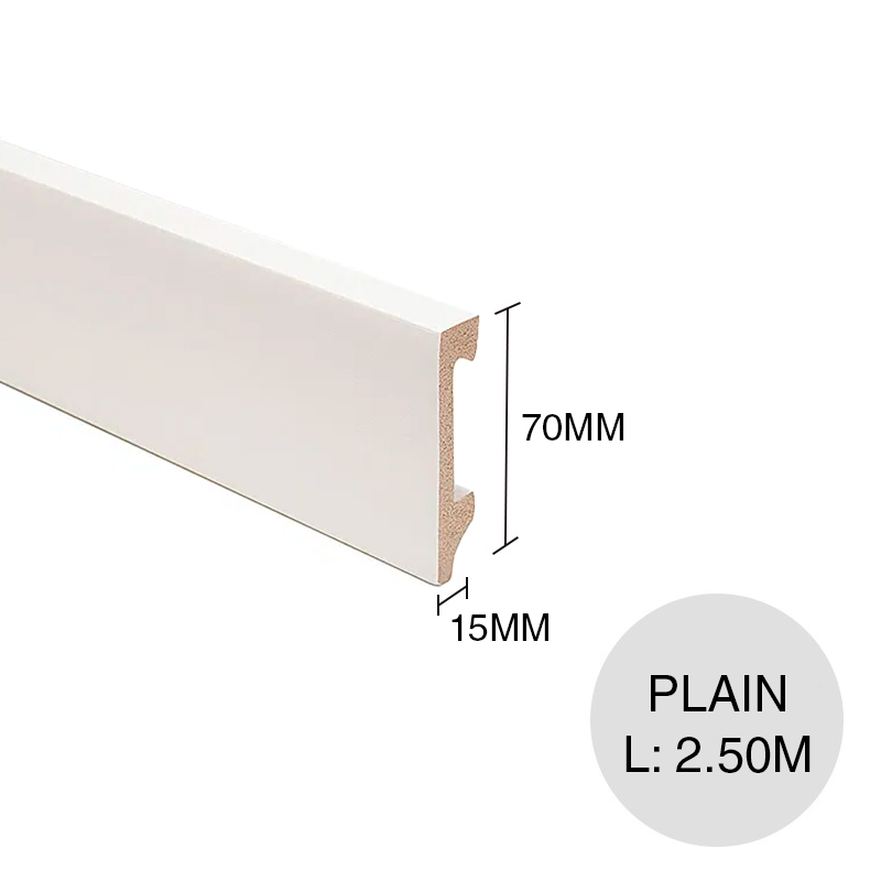 Zocalo EPS Plain blanco simil madera 15mm x 70mm x 2.50m