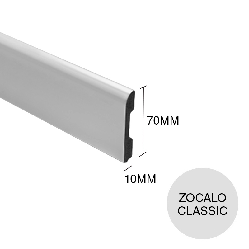 Zocalo EPS Classic plata 10mm x 70mm x 2.5m