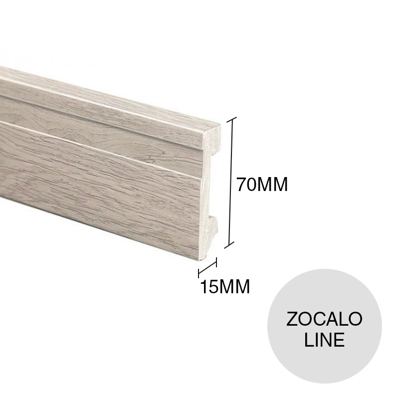 Zocalo EPS Line gris claro simil madera 15mm x 70mm x 2.5m