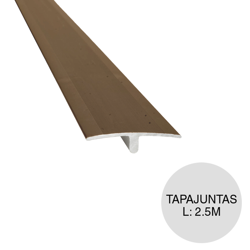 Perfil tapajuntas aluminio piso bronce mate 8mm x 38mm x 2.5m