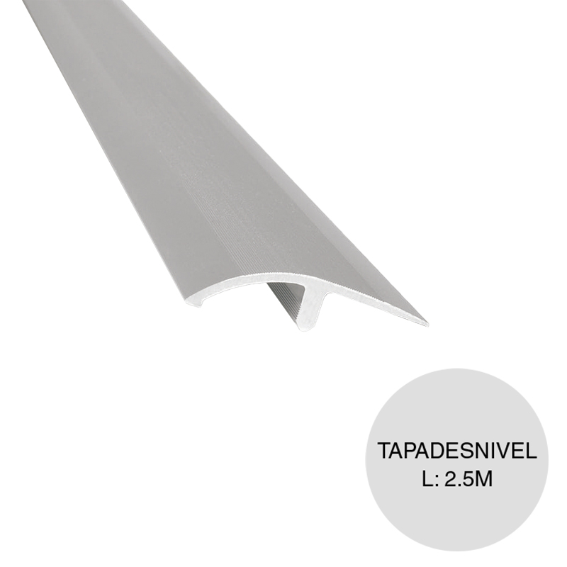 Perfil Tapadesnivel aluminio piso plomo mate 10mm x 41mm x 2.5m