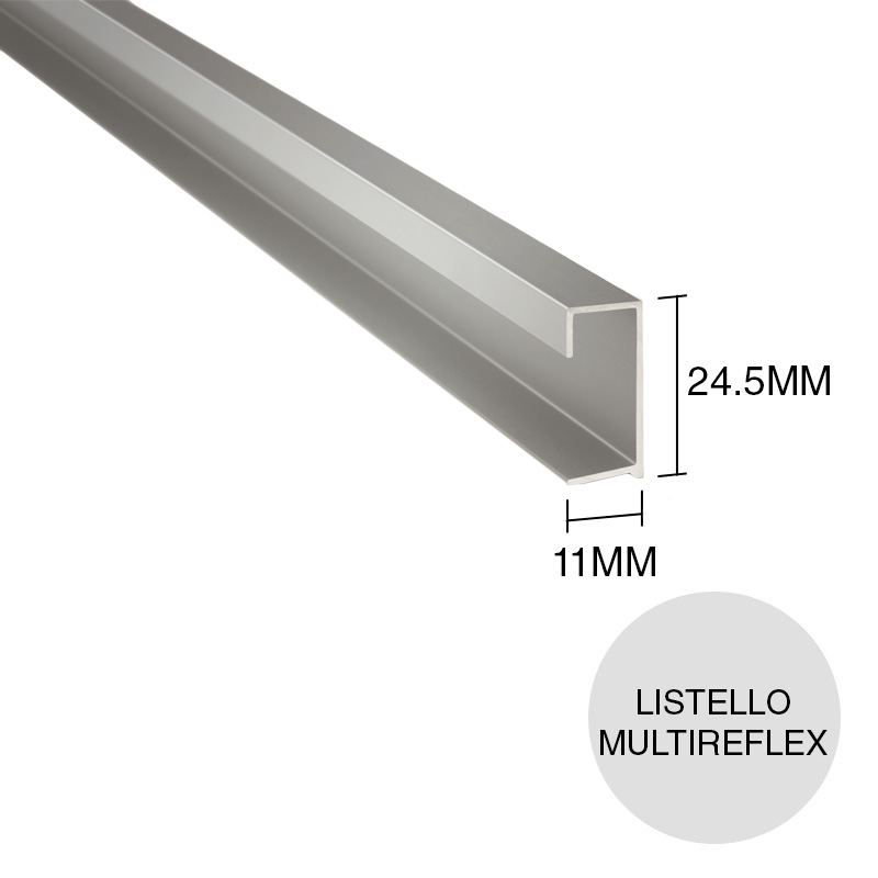 Perfil listello Multireflex aluminio led cromo mate 11mm x 24.7mm x 2.5m
