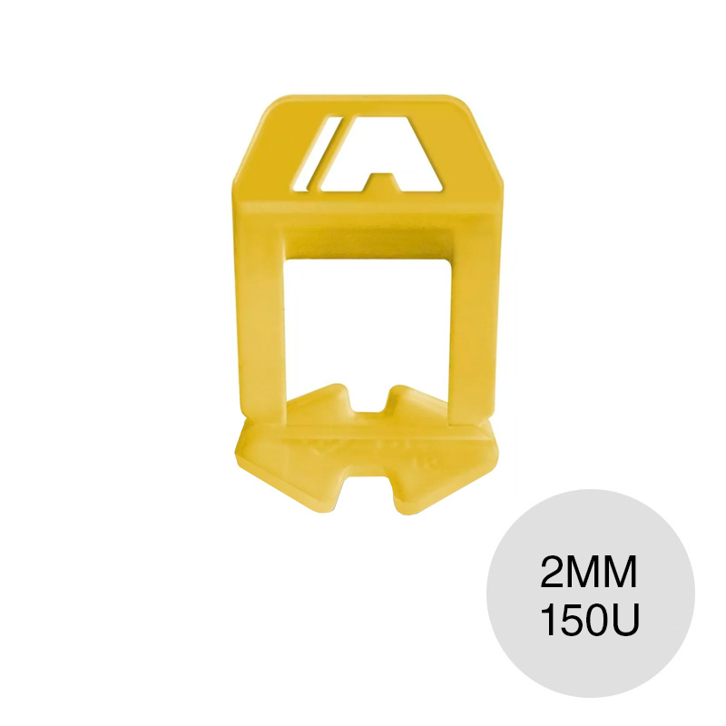 Clips autonivelante juntas piso y revestimiento amarillo 2mm bolsa x 150u