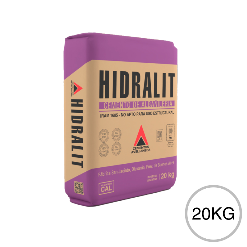 Cemento albañileria Hidralit no estructural submuraciones mamposteria contrapisos revoques bolsa x 20kg