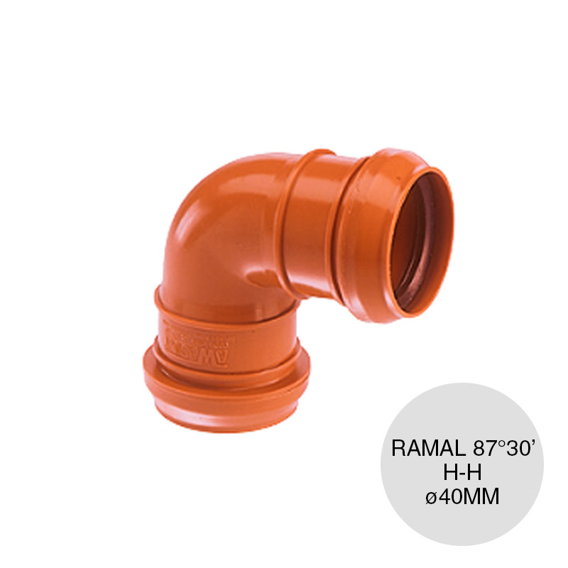 Codo 87º30’ hembra-hembra desagüe cloacal pluvial polipropileno ø 40mm