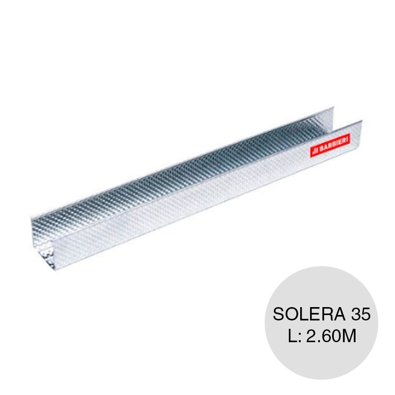 Perfil construccion seco solera 35 galvanizado moleteado 0.52mm x 35mm x 2.60m