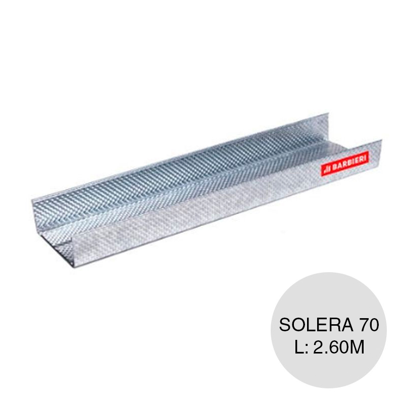 Perfil construccion seco solera 70 galvanizado moleteado 0.52mm x 70mm x 2.60m