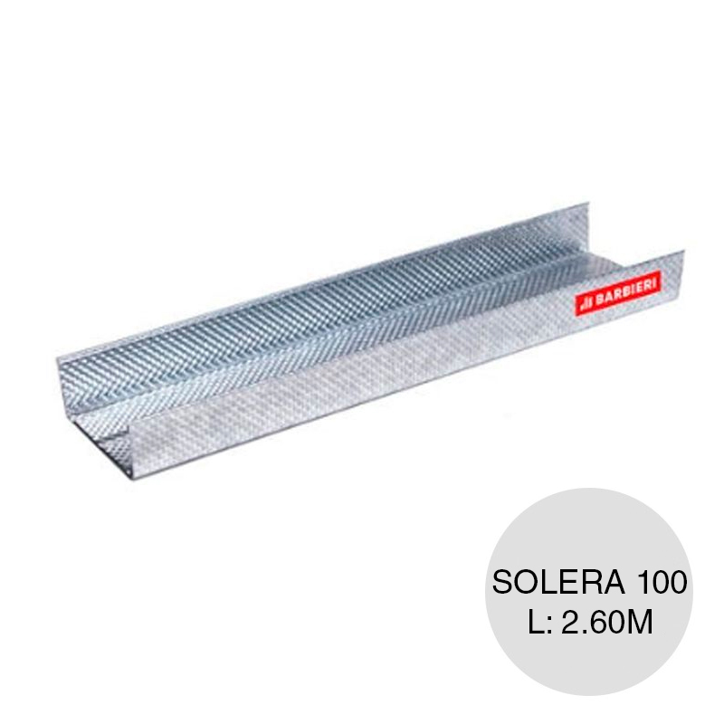 Perfil construccion seco solera 100 galvanizado moleteado 0.52mm x 100mm x 2.60m