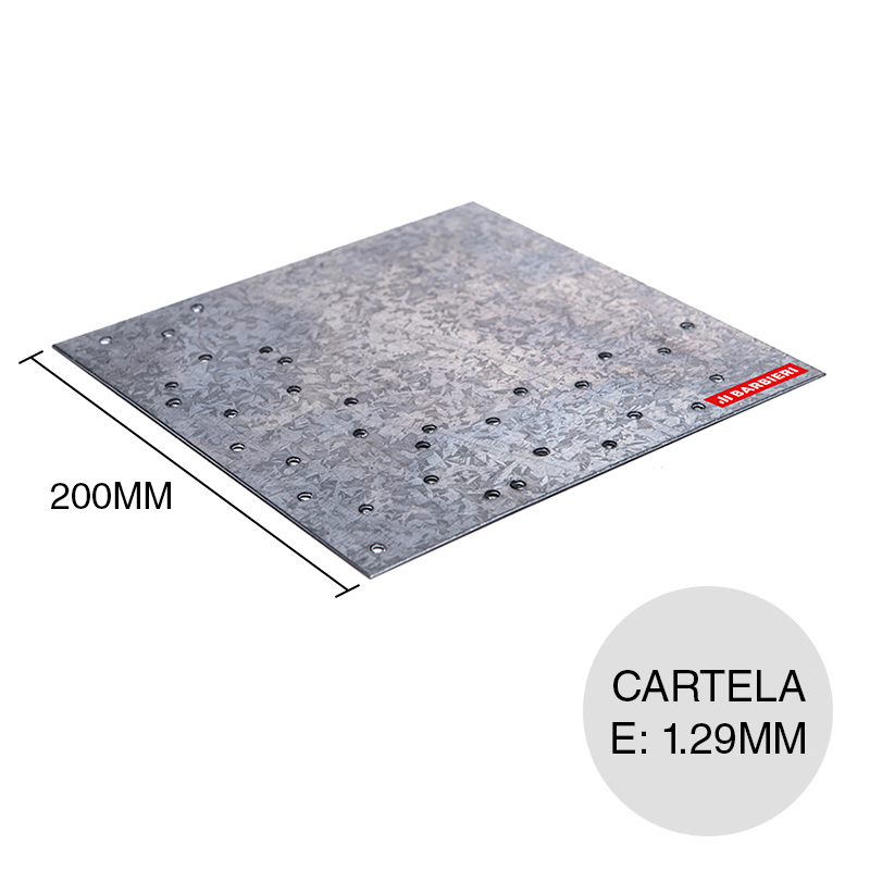 Cartela cruz san andres galvanizado perforada 1.29mm x 200mm x 200mm