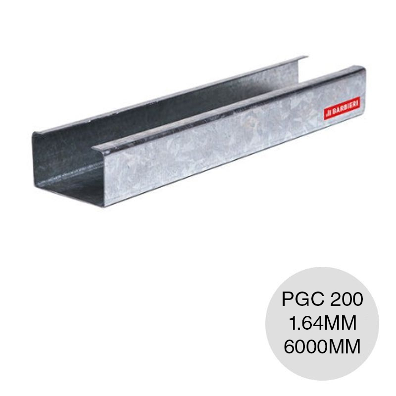 Perfil steel framing PGC 200 galvanizado 1.64mm x 200mm x 6000mm