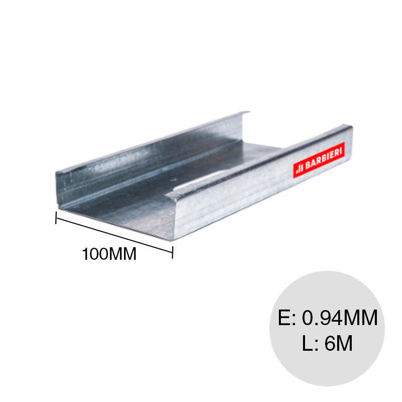 Perfil steel framing PGC 100 galvanizado con punch 0.94mm x 100mm x 6m